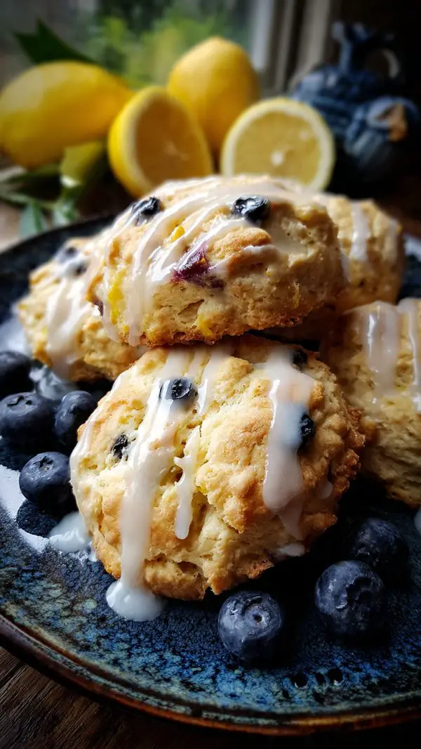 Sugar-Free Blueberry Butter Swim Biscuits With Lemon Glaze