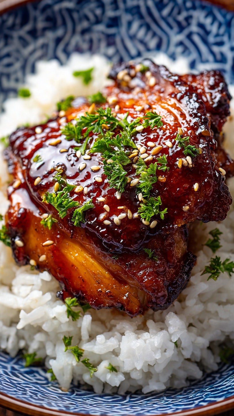 Sticky And Juicy Teriyaki Chicken Thighs With Garlic Butter Veggies
