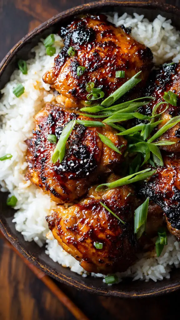 Sticky And Juicy Teriyaki Chicken Thighs With Garlic Butter Veggies