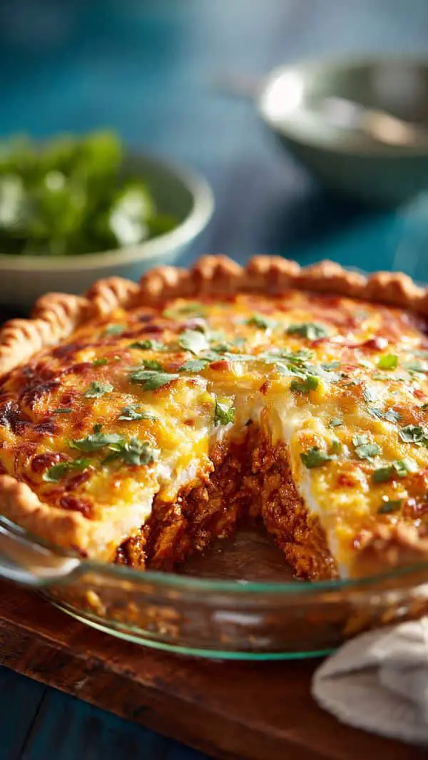 Three-Cheese Red Chile Enchilada Pie