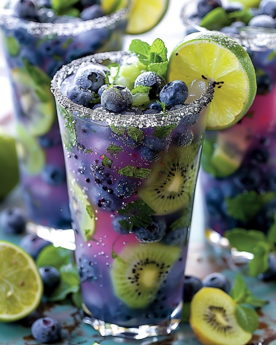Kiwi Blueberry Mojito Cocktail