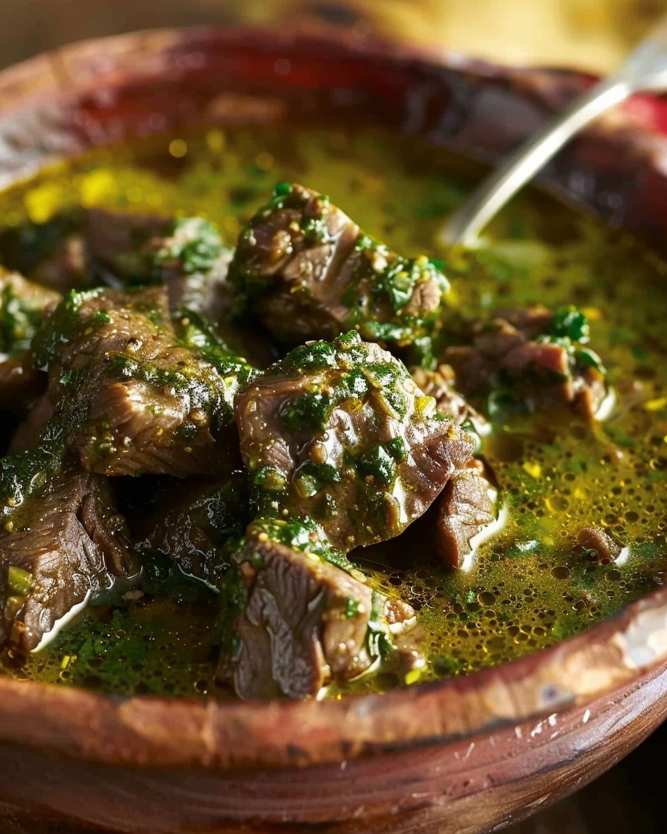 Carne De Res En Salsa De Chile Verde Y Ajo