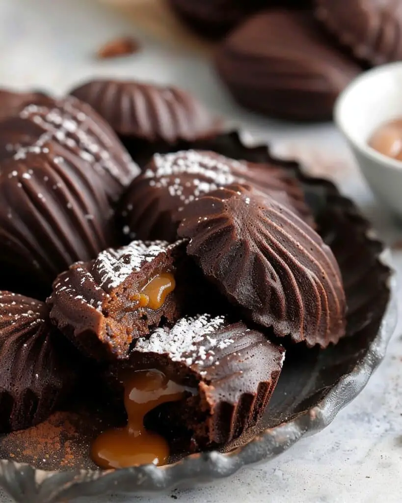 Chocolate Madeleines With Dulce De Leche