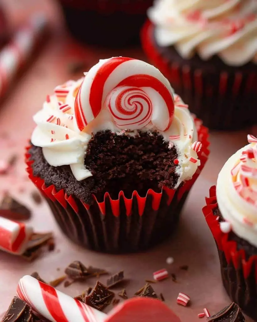 Chocolate Peppermint Cupcakes With Swirled Frosting