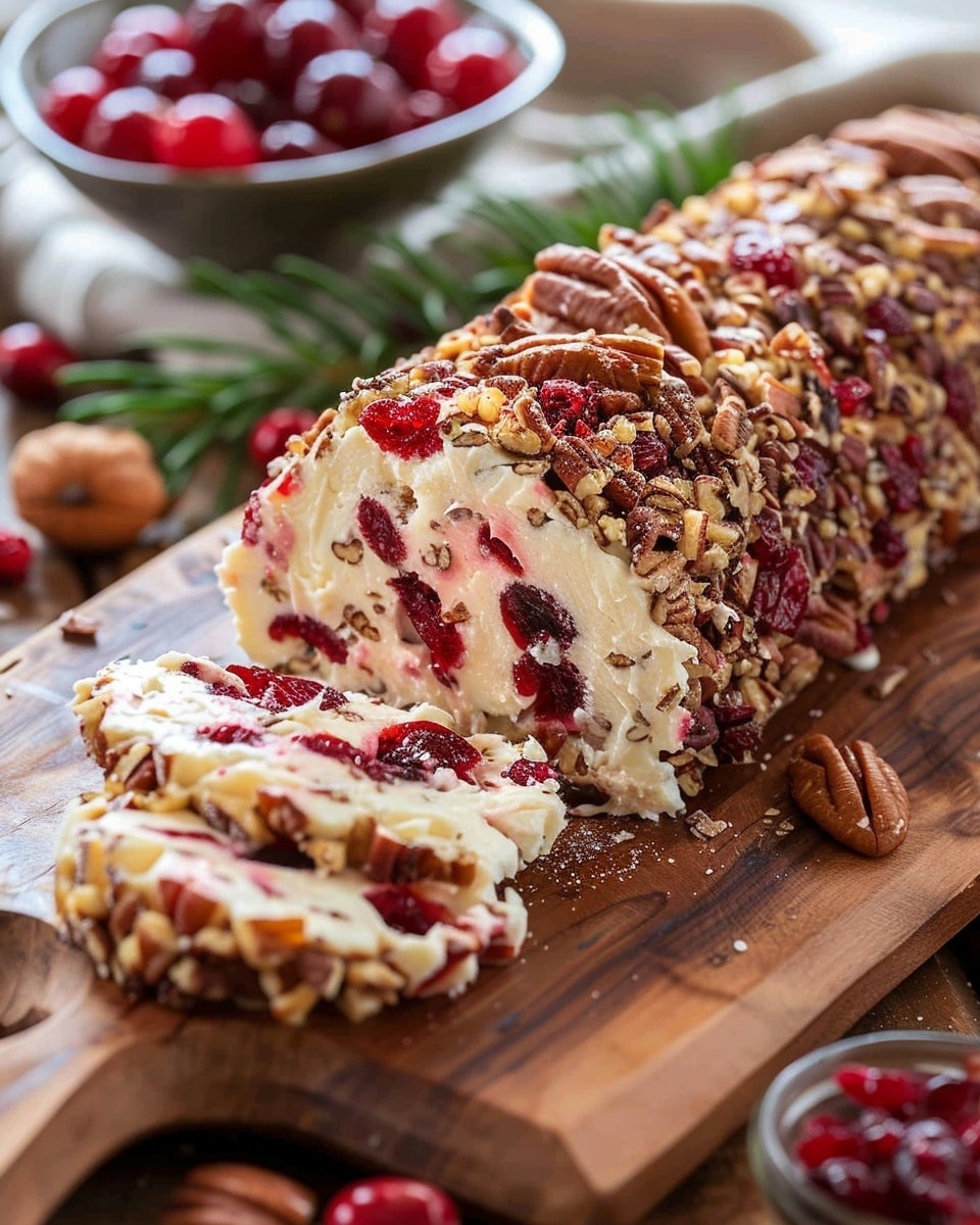 Cranberry Goat Cheese Log With Pecans