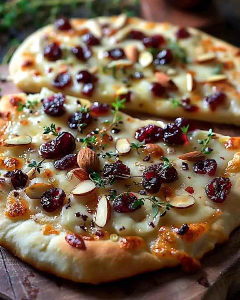 Crispy Flatbread With Brie, Cranberries And Toasted Almonds