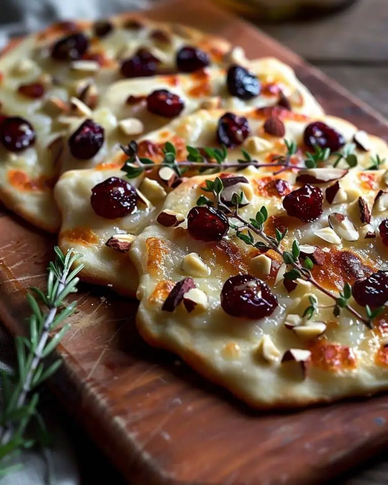 Crispy Flatbread With Brie, Cranberries And Toasted Almonds