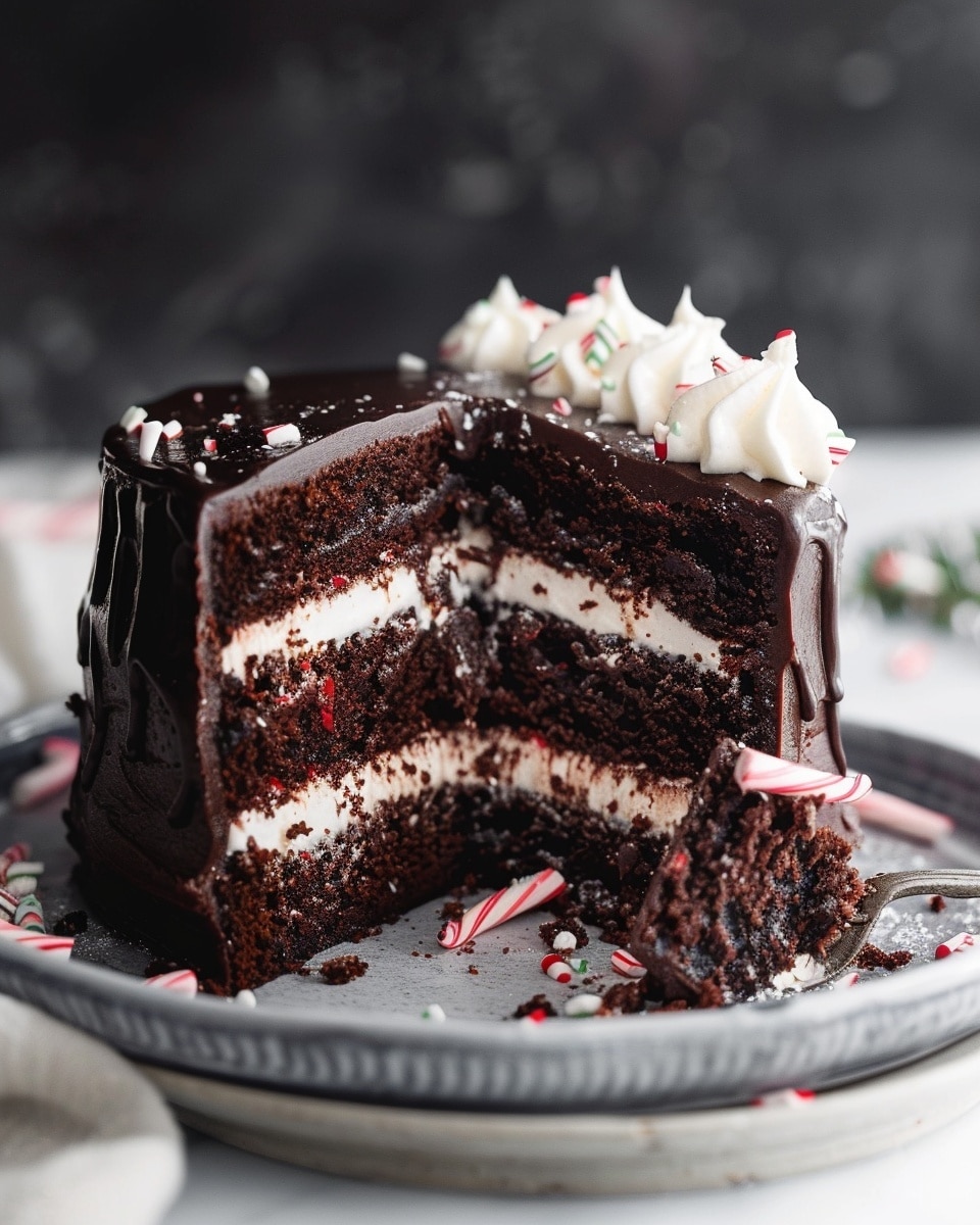 Fudgy Peppermint Chocolate Cake