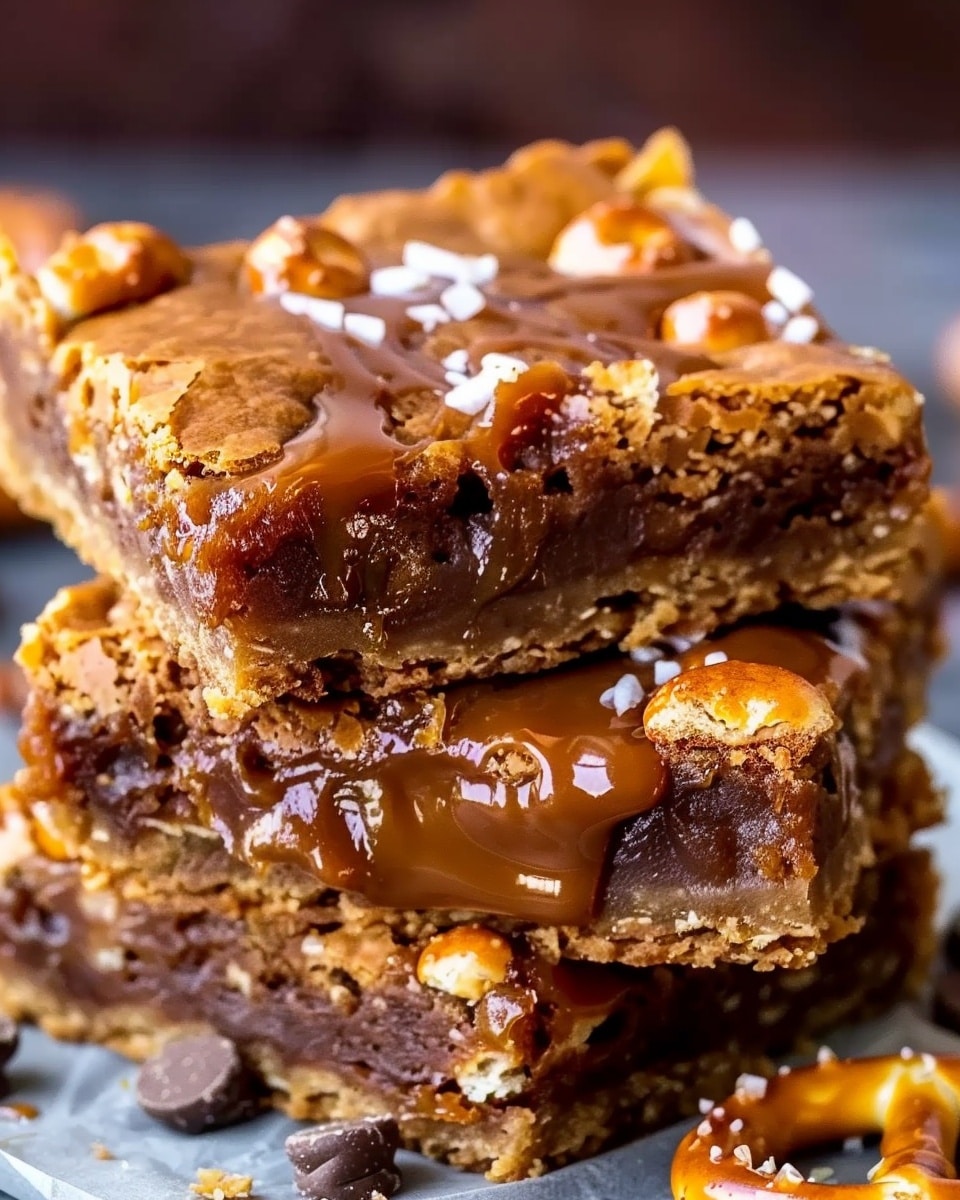 Salted Caramel Pretzel Blondies
