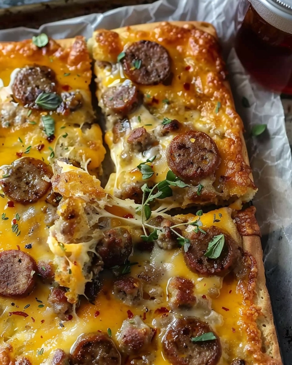 Sausage Cheese Sheet Pan Pancakes