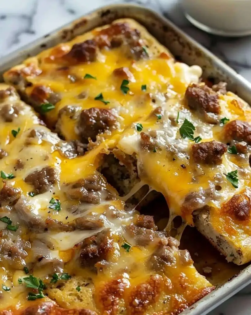 Sausage Cheese Sheet Pan Pancakes