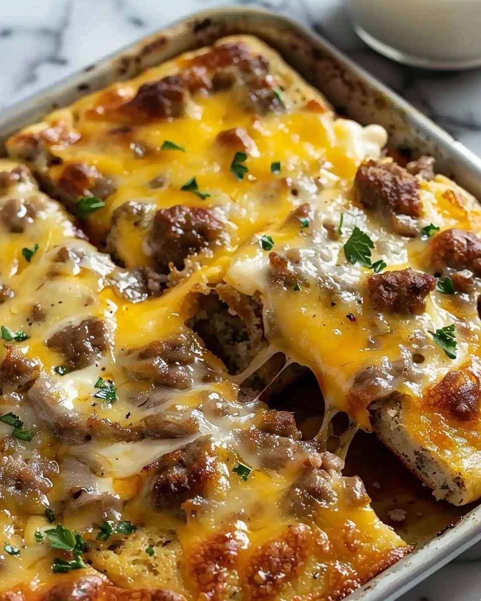 Sausage Cheese Sheet Pan Pancakes
