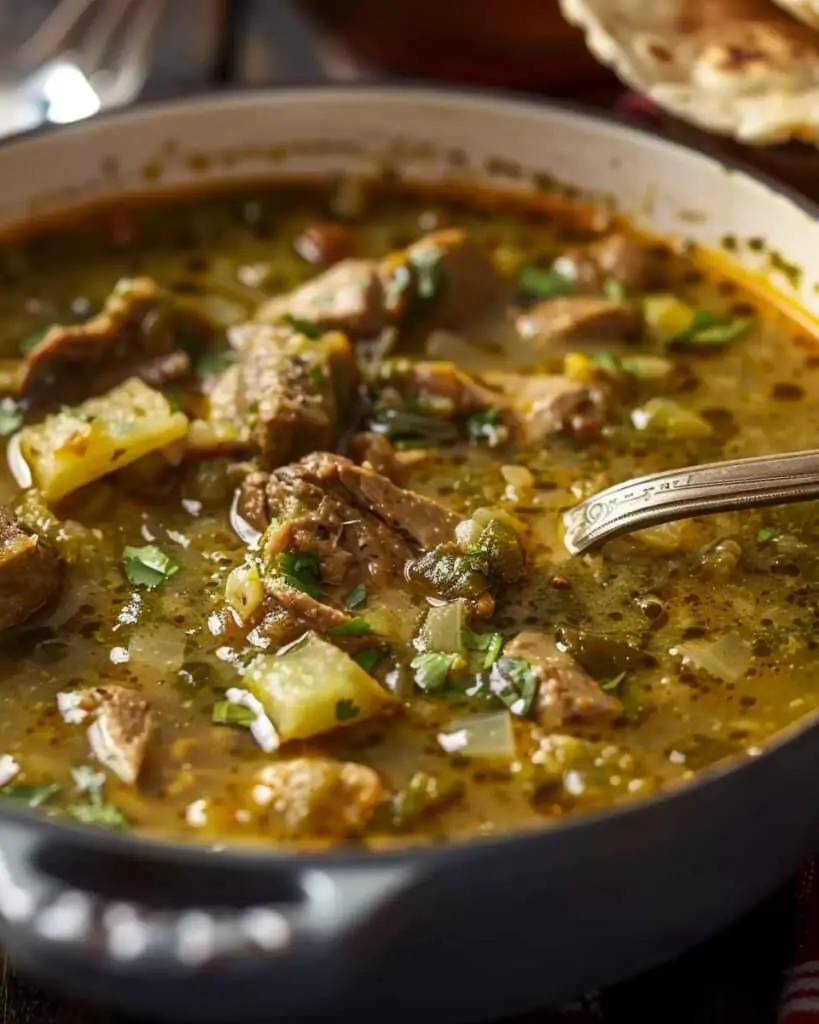 Simple Green Chile Stew With Fresh Tortilla