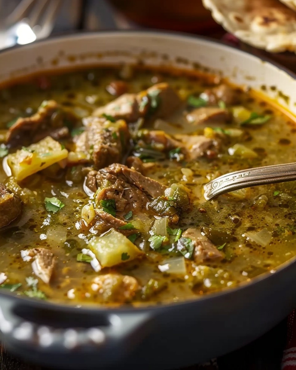 Simple Green Chile Stew With Fresh Tortilla