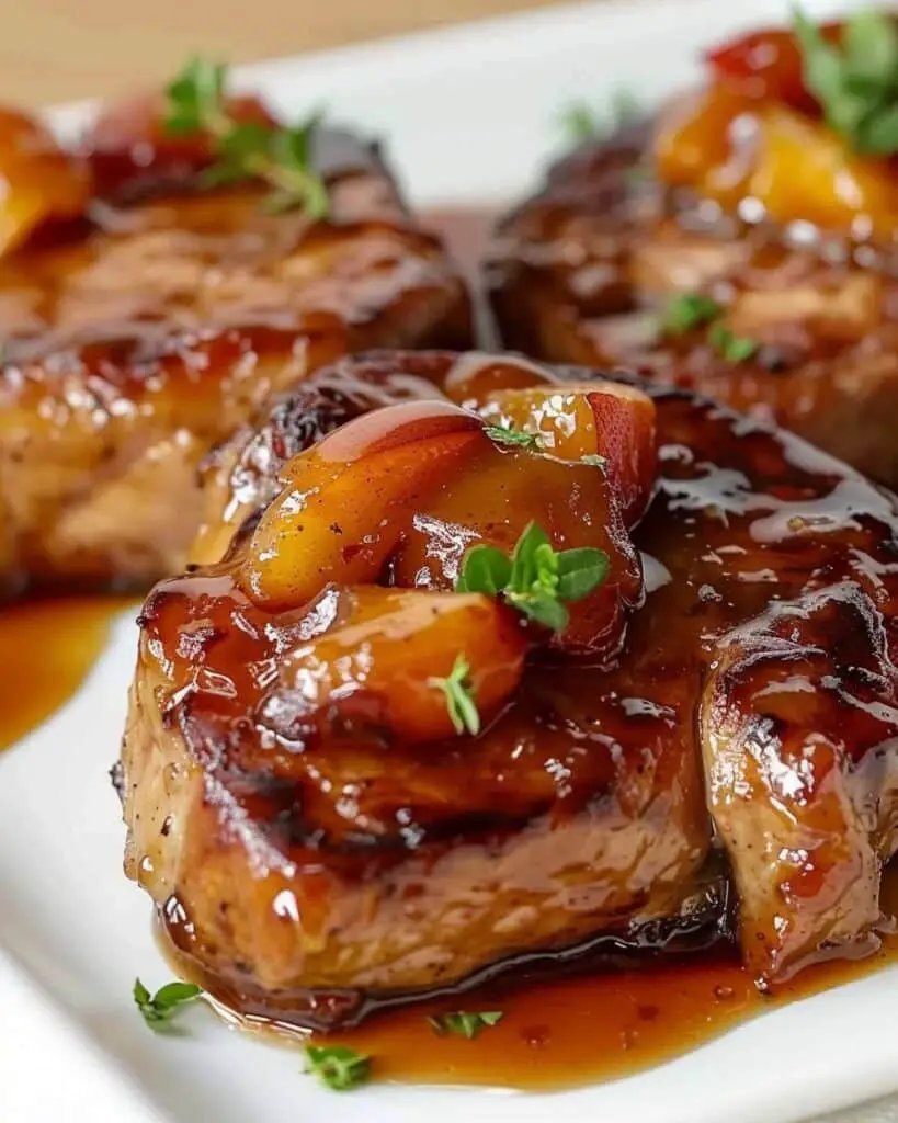 Slow Cooker Peach Glazed Chops