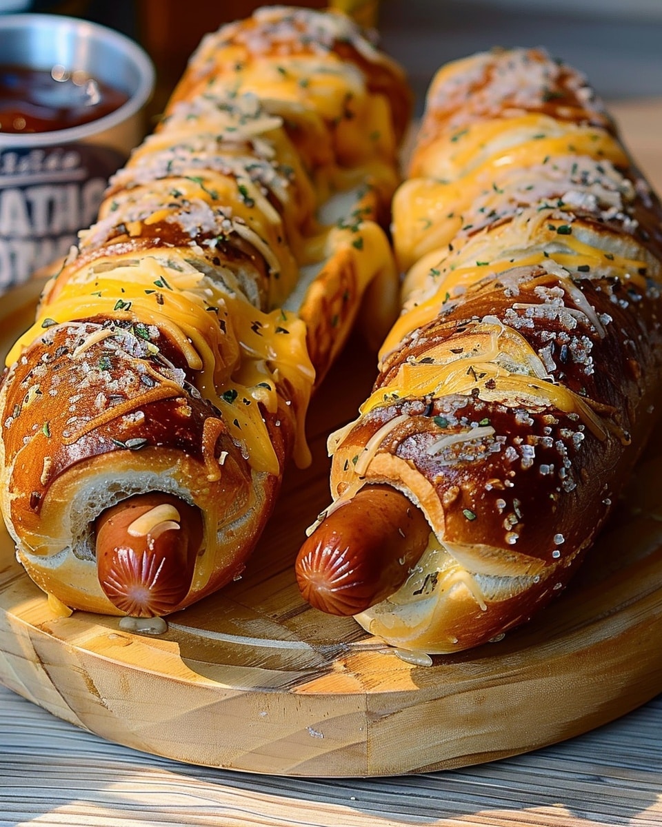 Soft Baked Cheesy Pretzel Dogs
