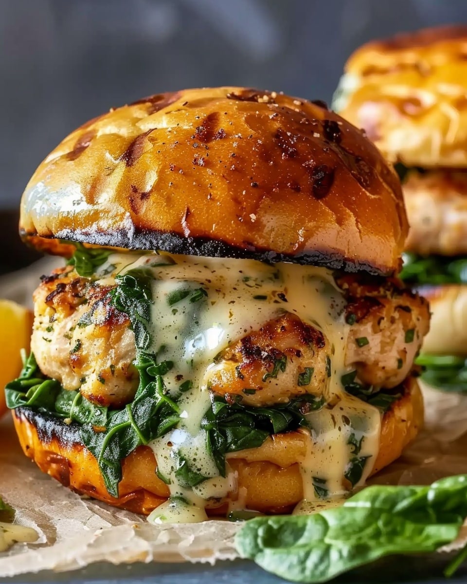 White Cheddar & Spinach Chicken Burgers
