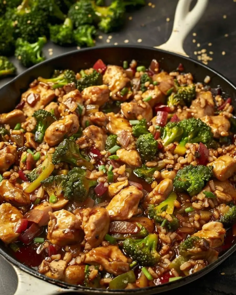 Bourbon Chicken with Broccoli in Sweet Soy Glaze