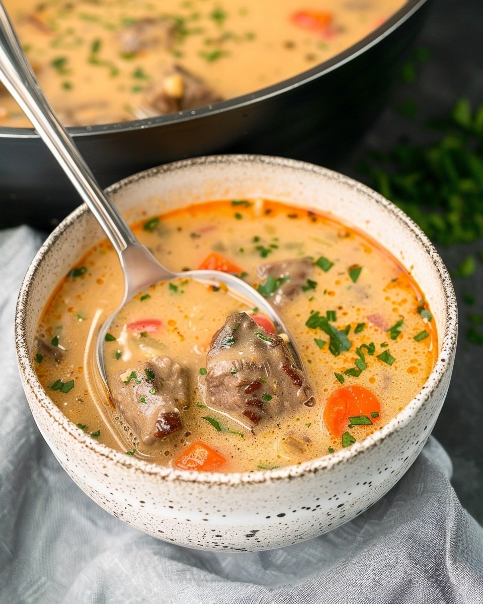 Beef and Cheddar Soup