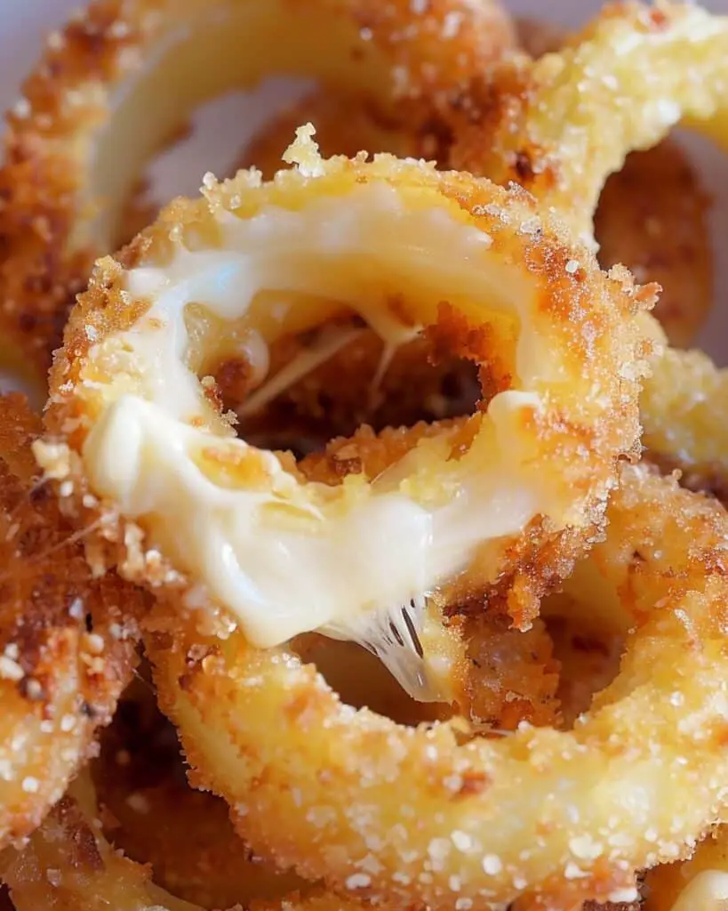 Crispy Cheesy Mozzarella Stuffed Onion Rings