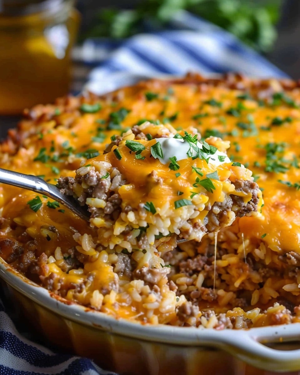 Cheesy Ground Beef Rice Casserole