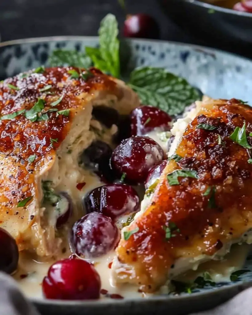 Cherry Jalapeño Cream Chicken with Melted Mozzarella Center