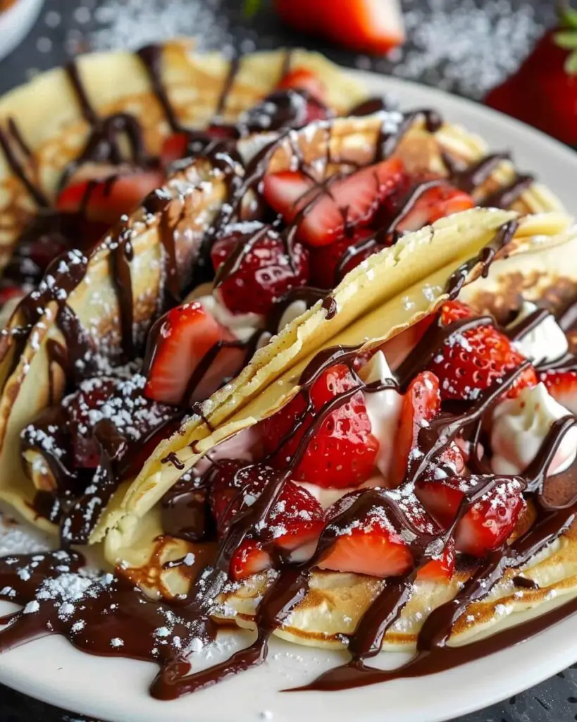 Chocolate Strawberry Cheesecake Pancake Tacos