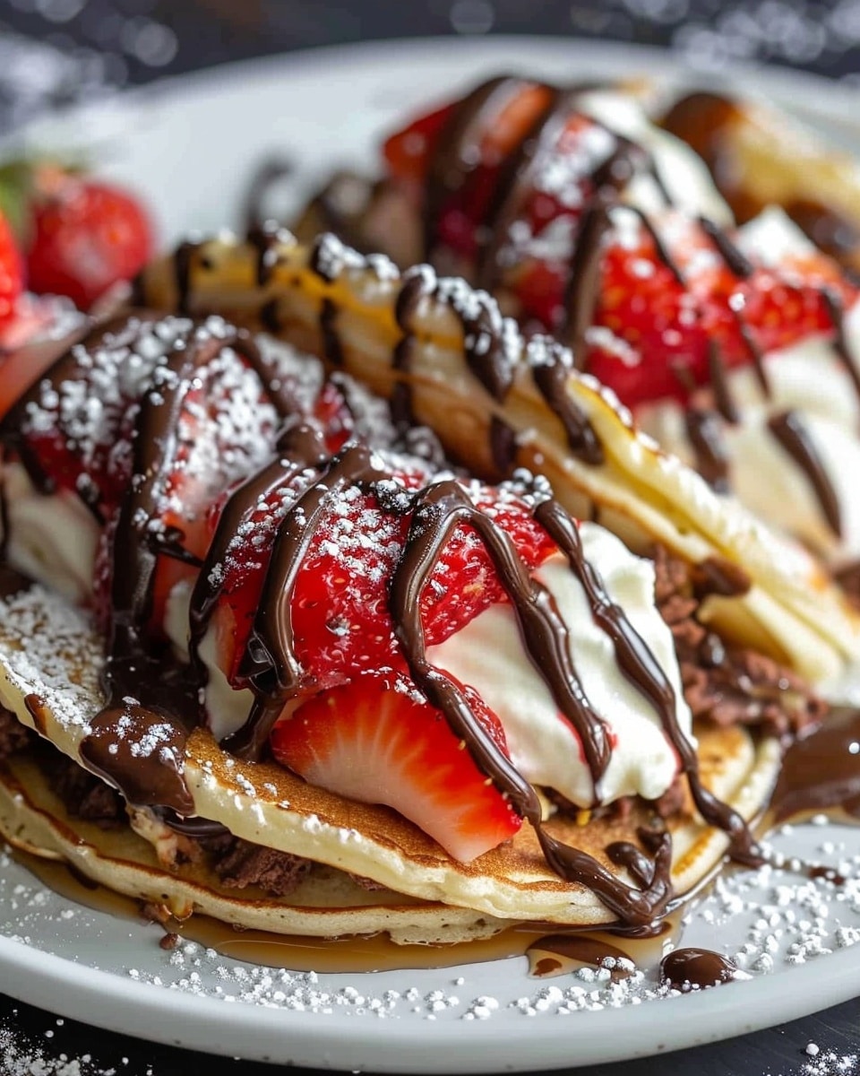 Chocolate Strawberry Cheesecake Pancake Tacos