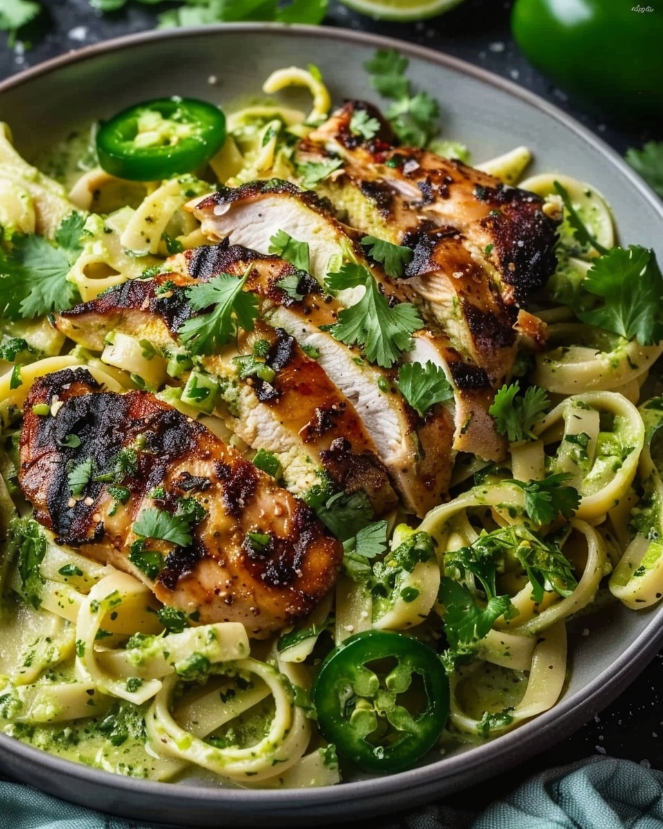Cilantro Jalapeño Pasta with Blackened Chicken