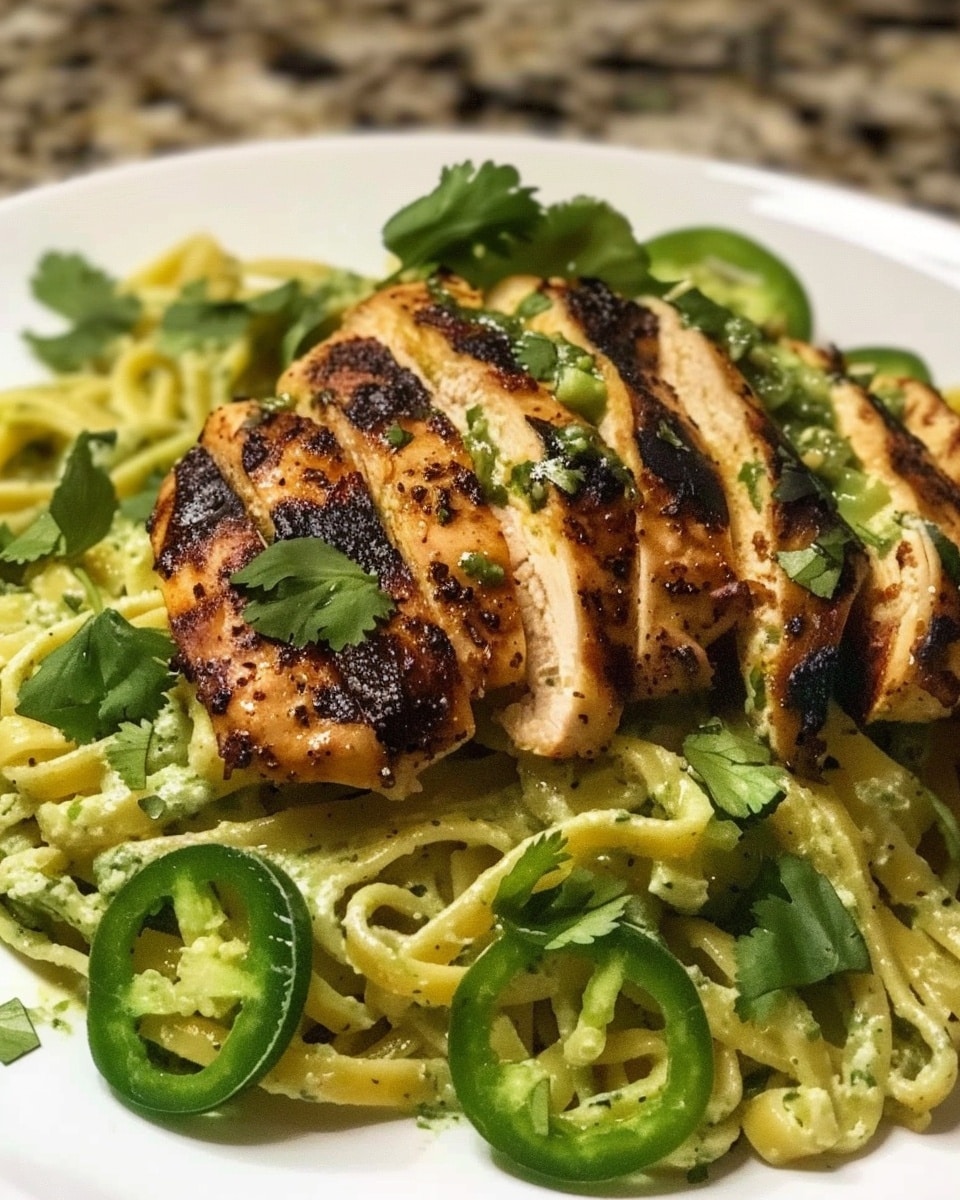 Cilantro Jalapeño Pasta with Blackened Chicken