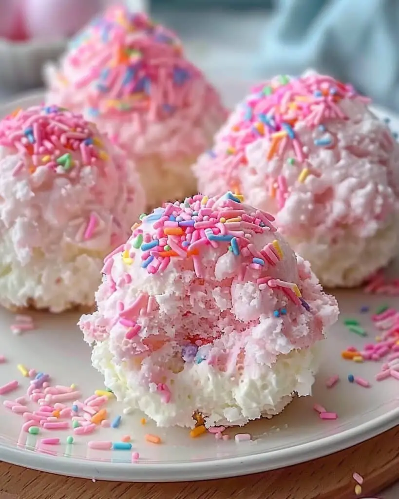 Crispy Cotton Candy Cheesecake Bombs