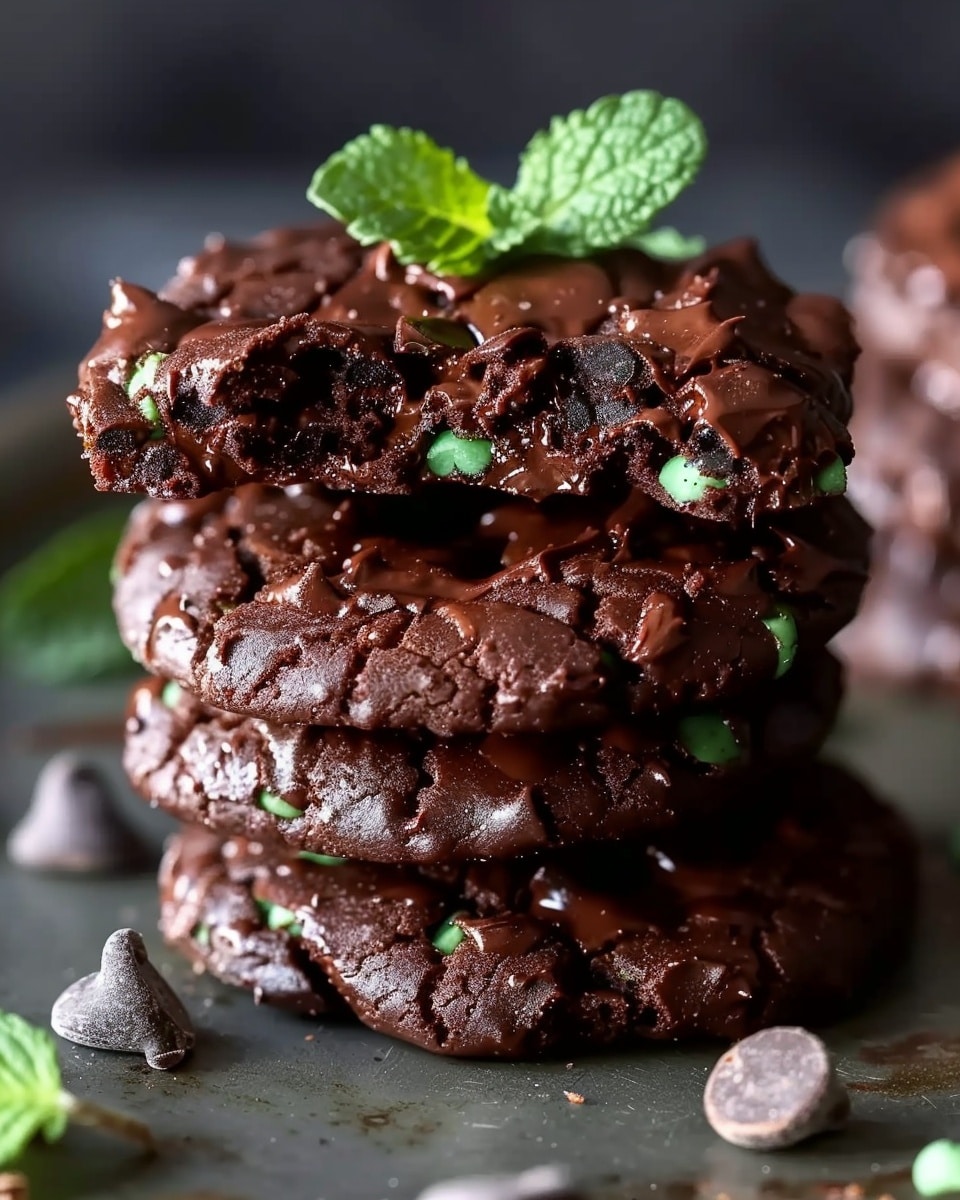 Fudgy Mint Chocolate No-Bake Cookies
