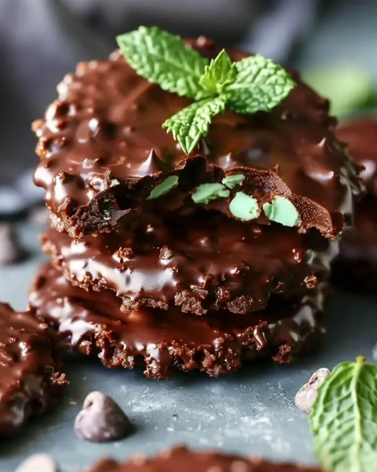 Fudgy Mint Chocolate No-Bake Cookies