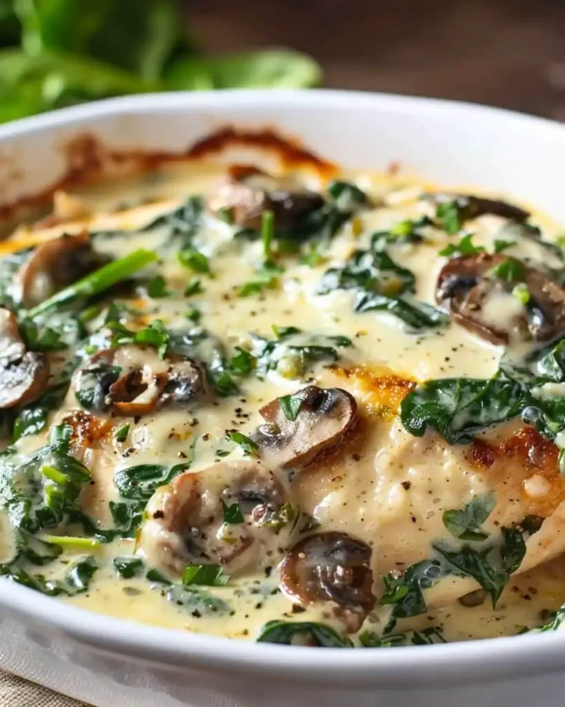 Low-Carb Chicken, Spinach & Mushroom Bake