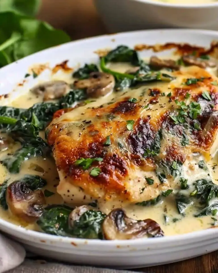Low-Carb Chicken, Spinach & Mushroom Bake