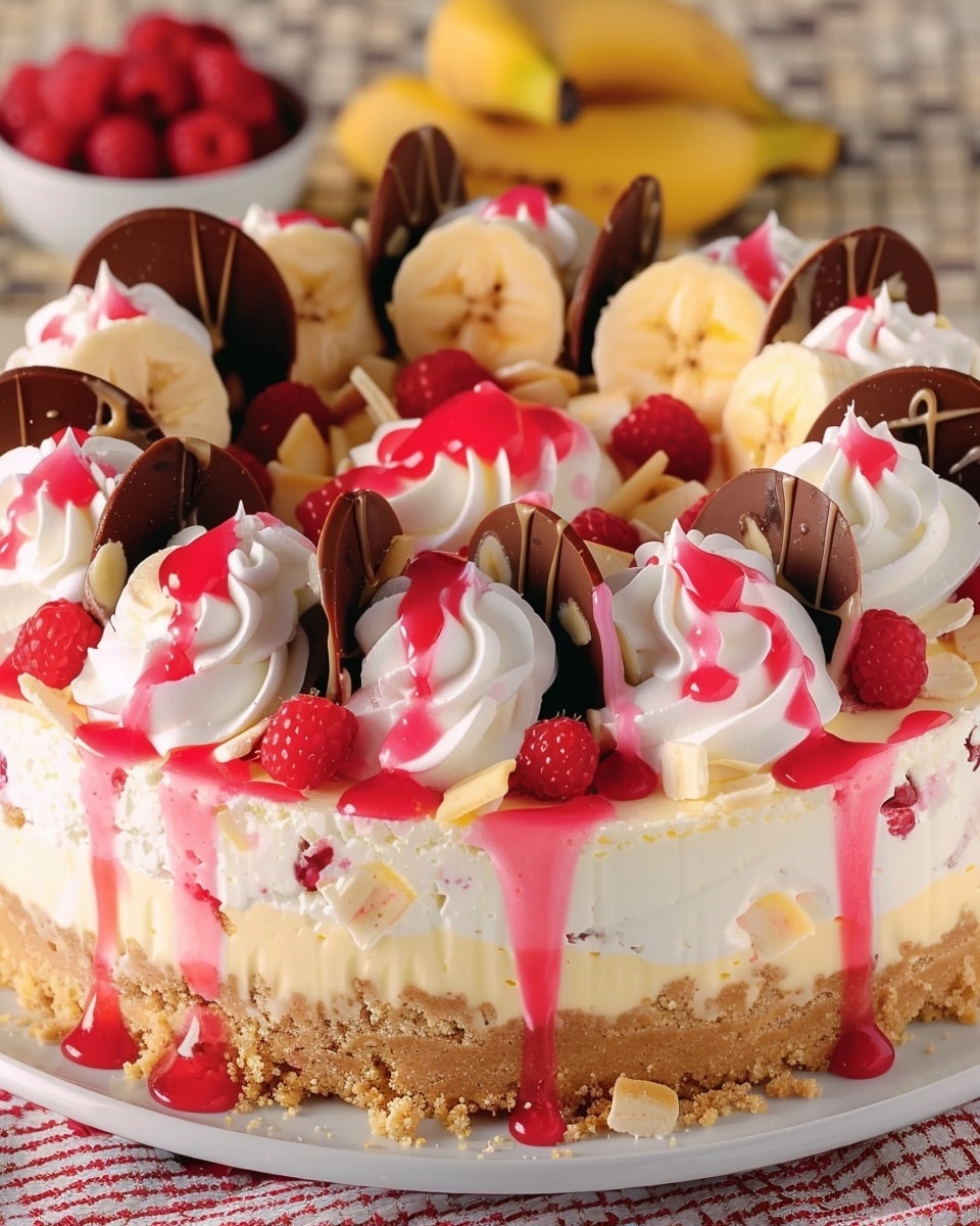 No-Bake Banana Split Cheesecake