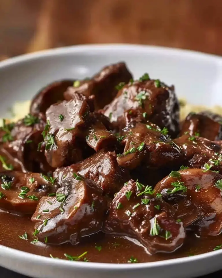 Ruth’s Chris–Style Beef Tips in Burgundy Mushroom Sauce