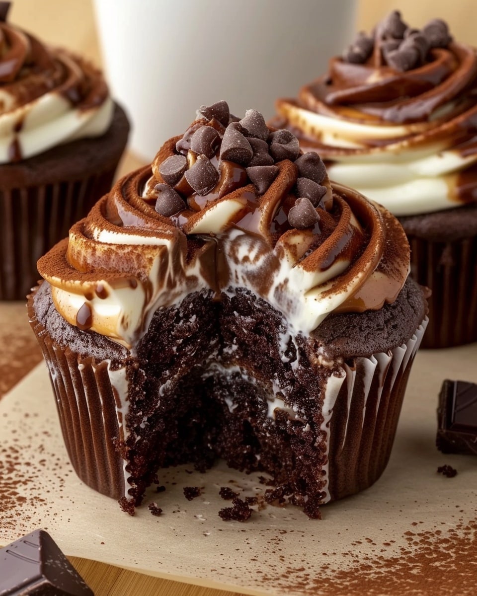 Sugar-Free Chocolate Cream Cheese Swirl Cupcakes