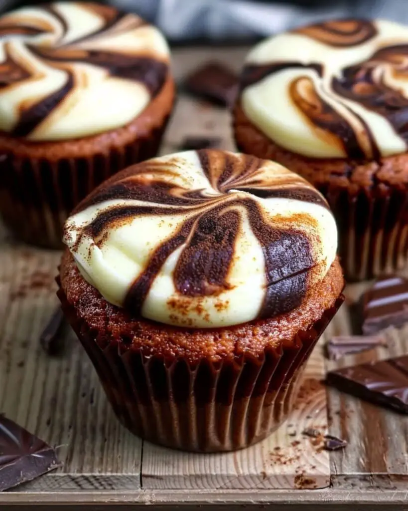 Sugar-Free Chocolate Cream Cheese Swirl Cupcakes