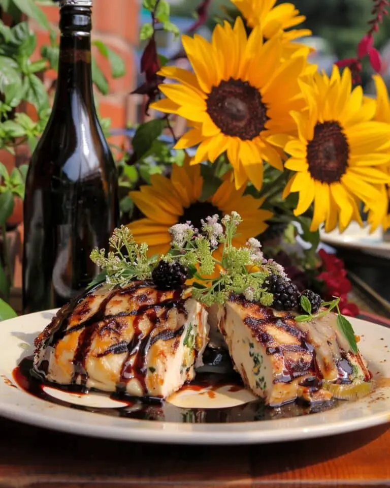 Blackberry Ricotta Stuffed Chicken with Honey Balsamic Glaze