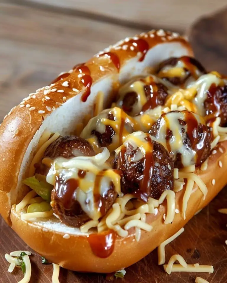 BBQ Cheeseburger Meatball Subs
