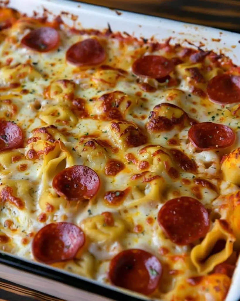 Cheese Tortellini Pizza Casserole