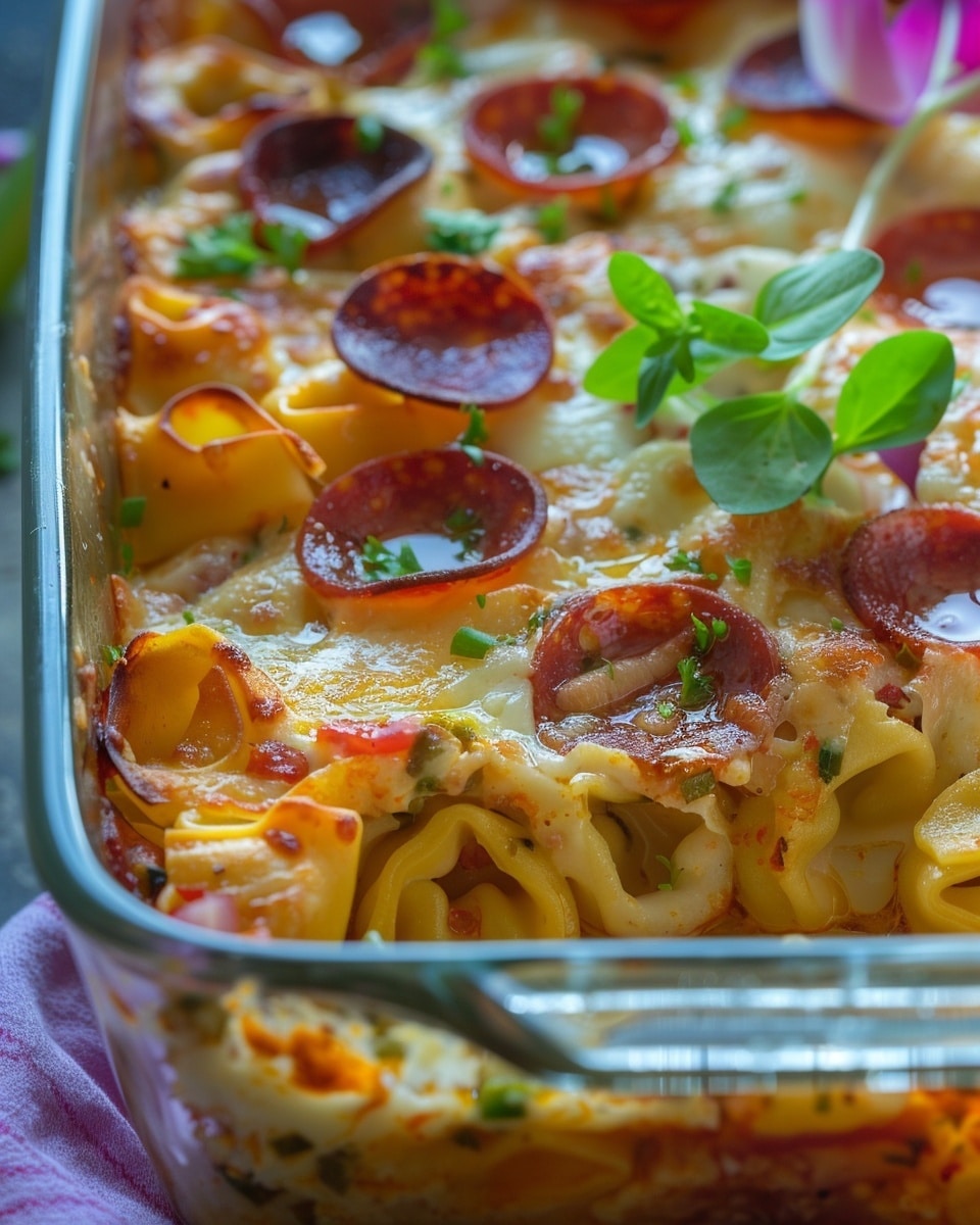 Cheese Tortellini Pizza Casserole