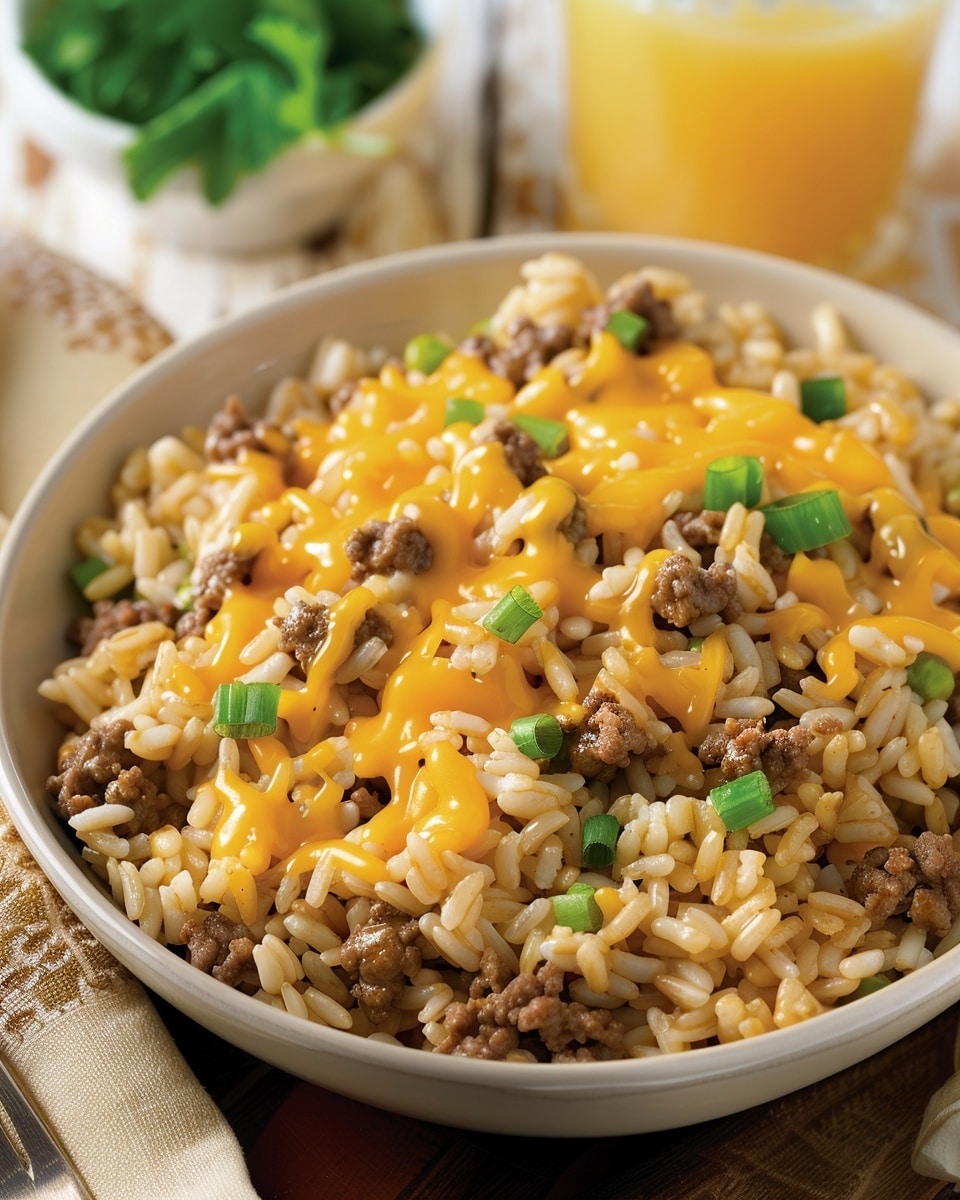Cheesy Ground Beef and Rice Casserole