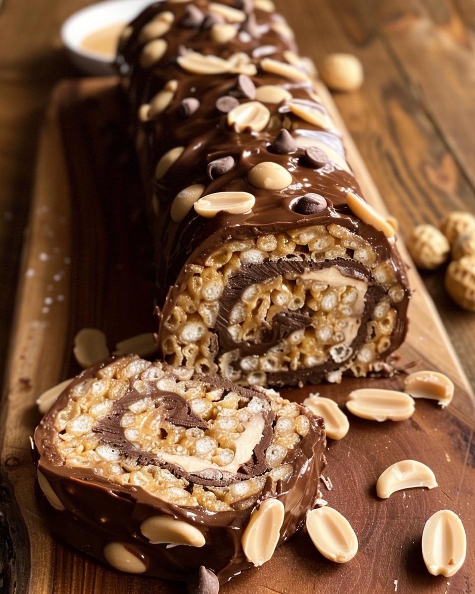 Chocolate Peanut Butter Rice Krispies Roll