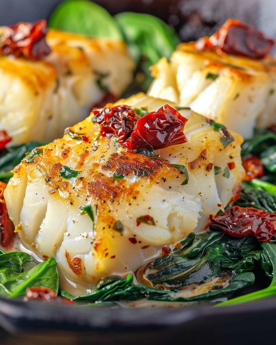 Creamy Keto Tuscan Cod with Spinach & Sun-Dried Tomatoes