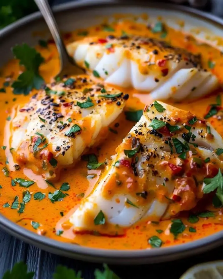 Cod in Roasted Red Pepper Sauce