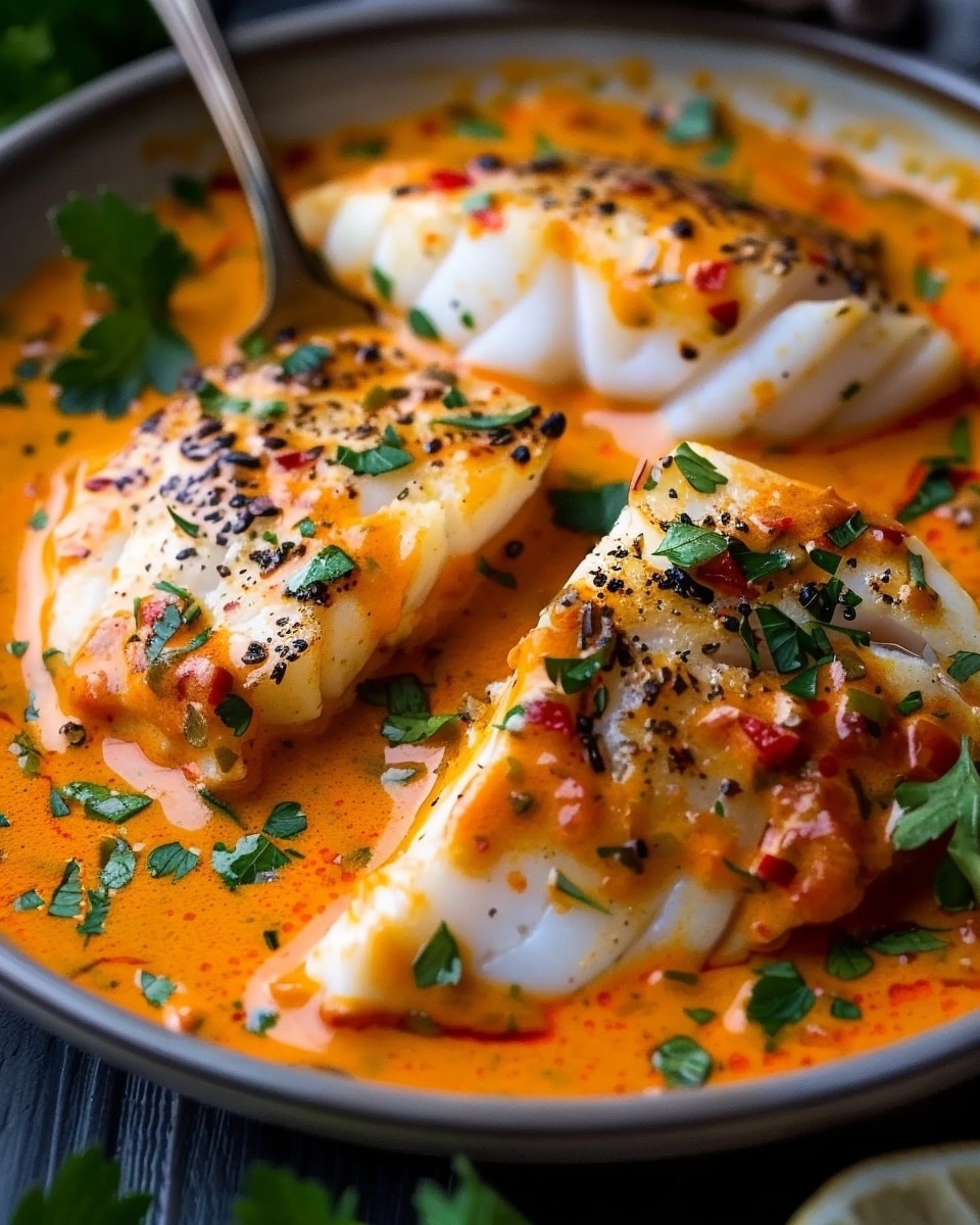 Cod in Roasted Red Pepper Sauce
