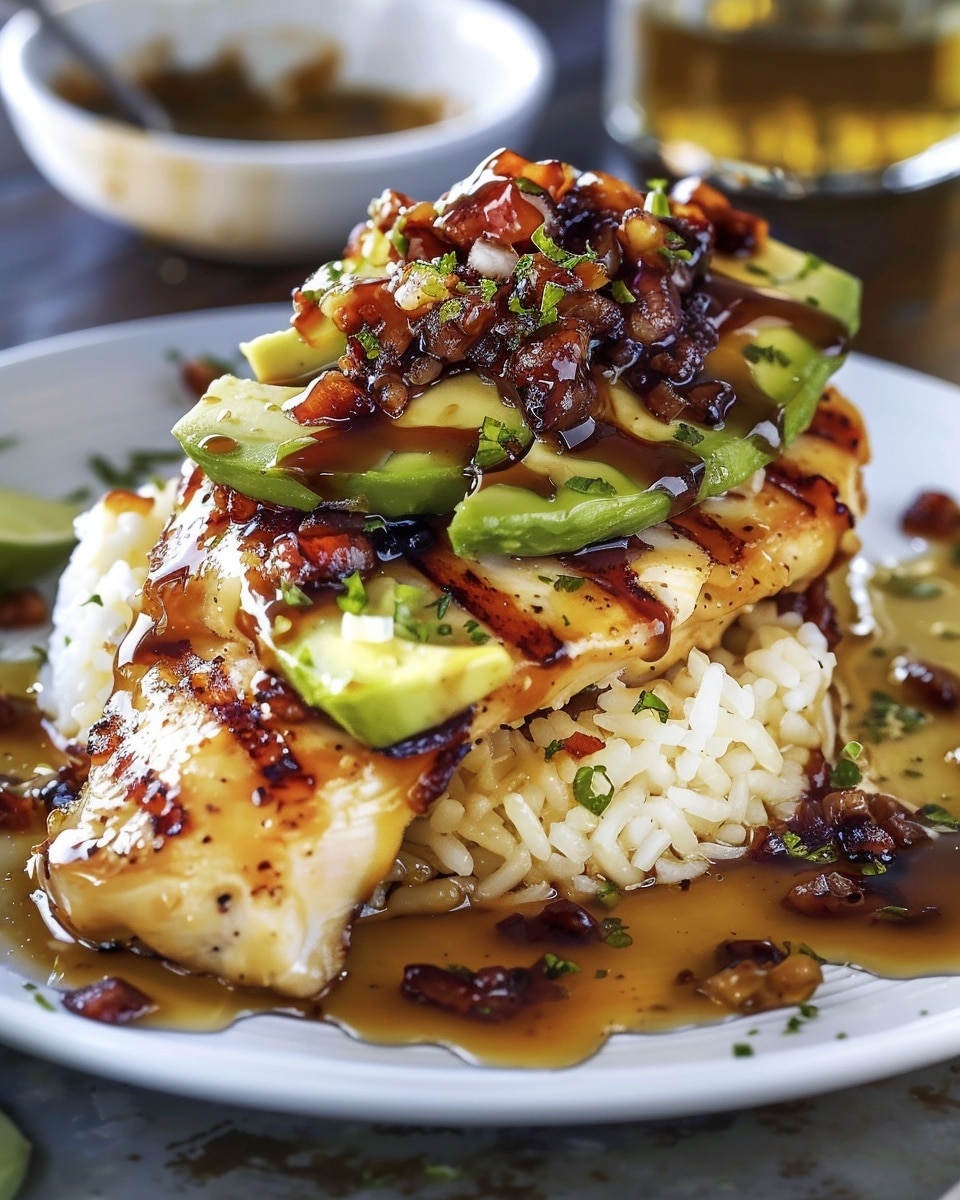 Gluten-Free Tangy Honey Lime Chicken & Avocado Rice Stack