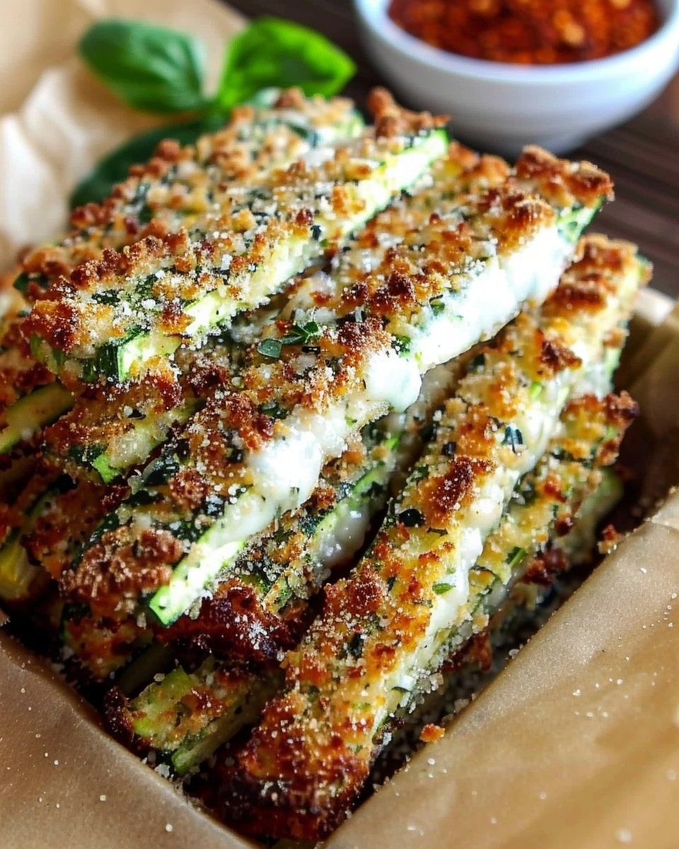 Golden Parmesan-Panko Zucchini Fries with Fresh Herb Garnish